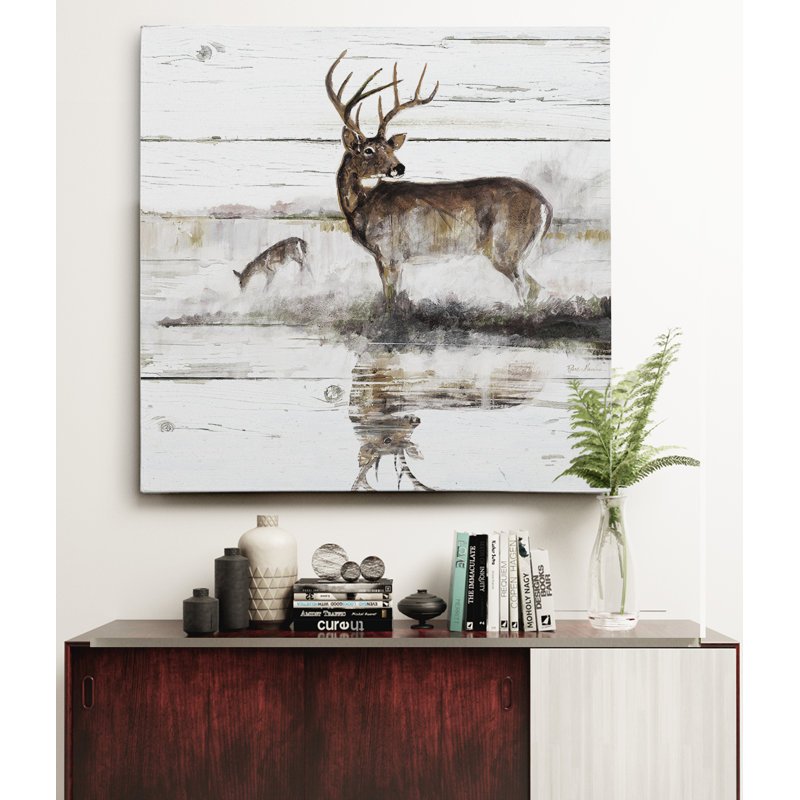 Rustic Misty Deer - impression sur toile tendue, H 32 po x l 32 po x P 1,5 po
