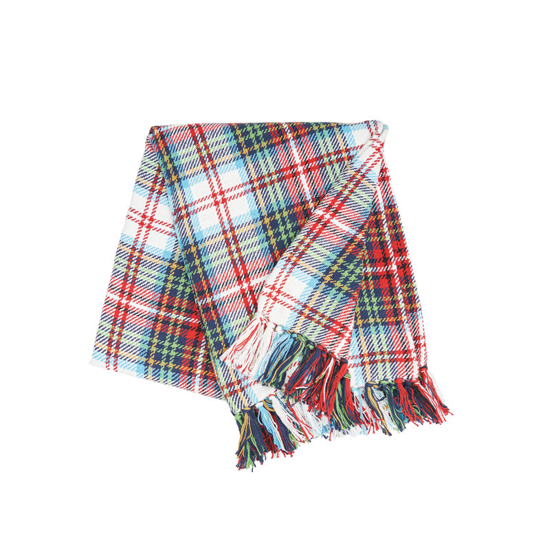 Morris Plaid Red and Green Cotton Christmas Throw Blanket