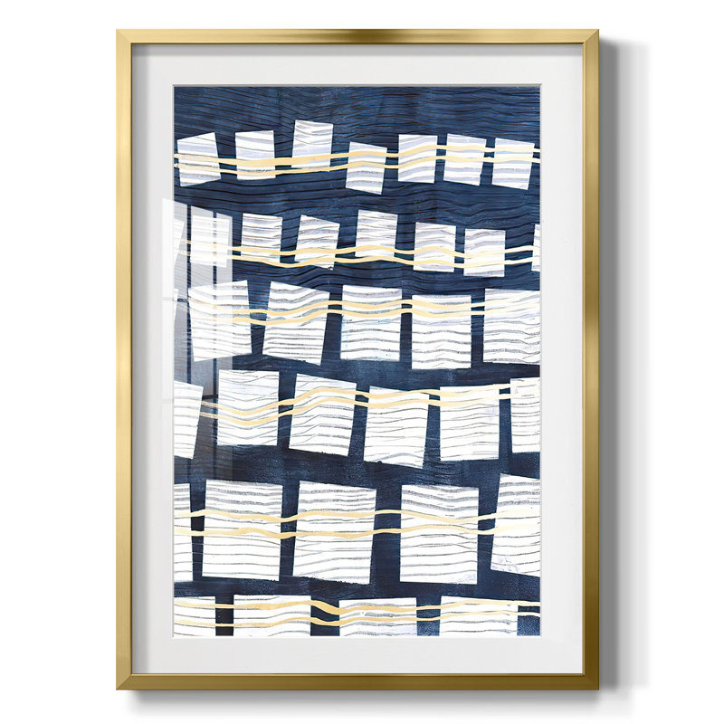 «Interconnected Shapes I», reproduction encadrée, Blanc, Papier avec cadre doré