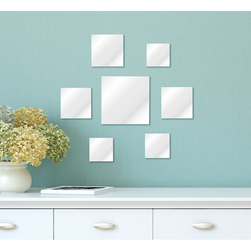 Modern Frameless Square Wall Mirror 7-Piece Set