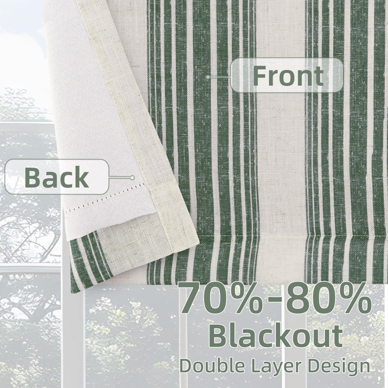 Akhill Striped Tailored Window Valance, 52" W x 14" L, Loden Green