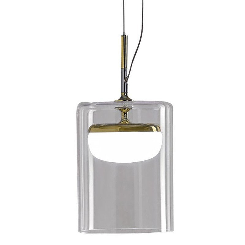 1 - Light LED Cylinder Pendant, 2700K, Polished Brass, 249cm H x 18cm W x 18cm D