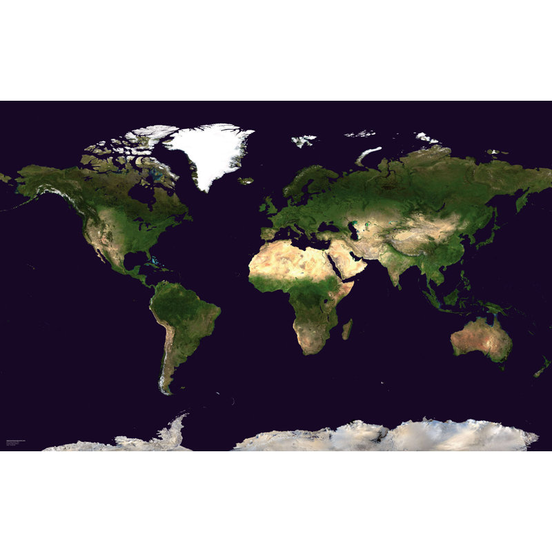 Huge Satellite Map Of The World - No Frame Print, 77.3cm H x 121.9cm W x 0.5cm D