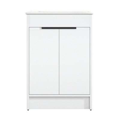 Meuble-lavabo autoportant 24 po Heider au fini blanc mat avec comptoir en céramique