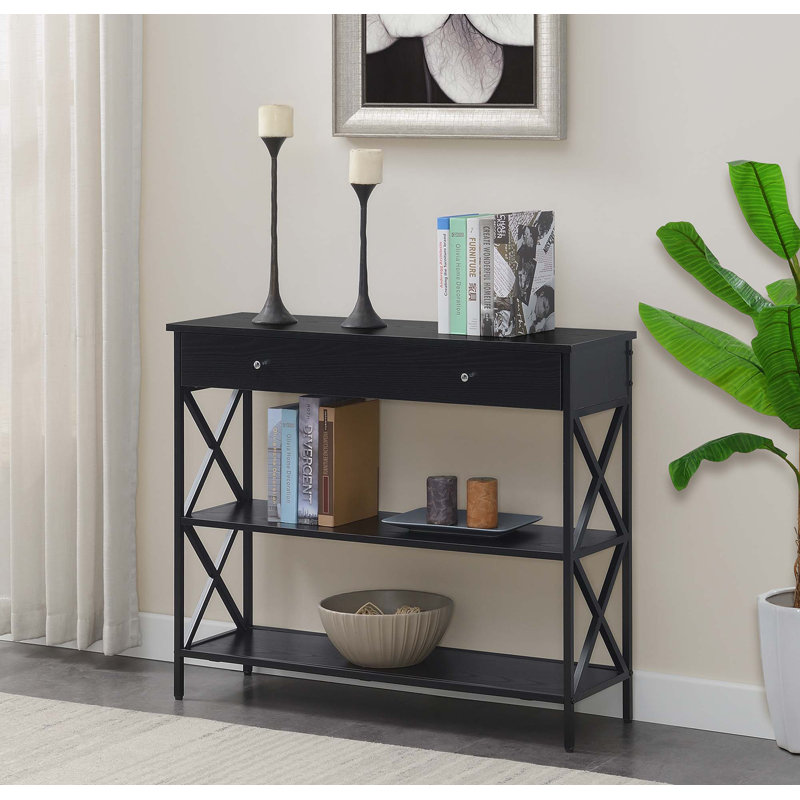 Console noire 39,5 po Adreyan, Plateau noir / base noire, H 31,5 po x l 39,5 po x P 12 po