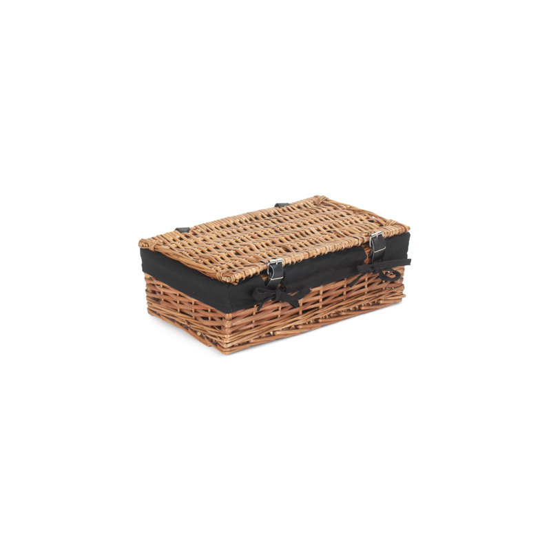 Wicker Lined Packaging Gift Hamper Basket, Black, 11cm H x 34cm W x 19cm D