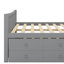 Lit de jour double en bois pleine grandeur, lit gigogne simple et 3 tiroirs de rangement-540491672