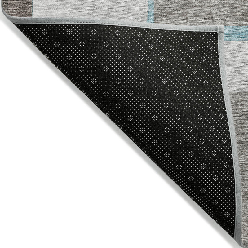Tapis d'extérieur rond lavable abstrait bleu sarcelle 8 pi bleu turquoise et beige