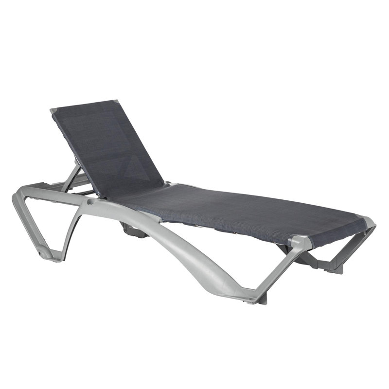 190cm Long Reclining Single Chaise, Demin, Grey