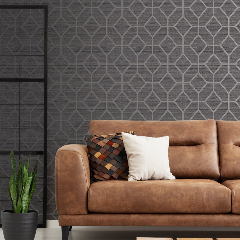 Rouleau de papier peint texturé Tahoka Geo, gris