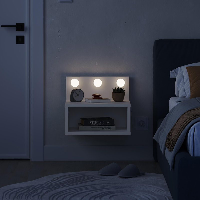 40cm W Manufactured Wood Bedside Table, White