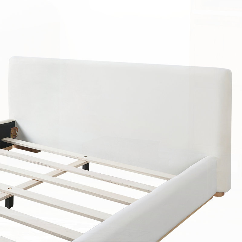 Elegant Upholstered Bed With Solid Wood Frame, Queen