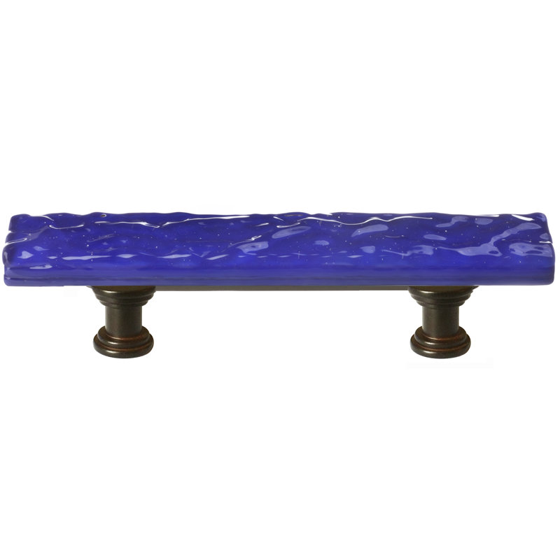 Poignée barre 3 po Glacier, Bronze huilé, Bleu cobalt profond