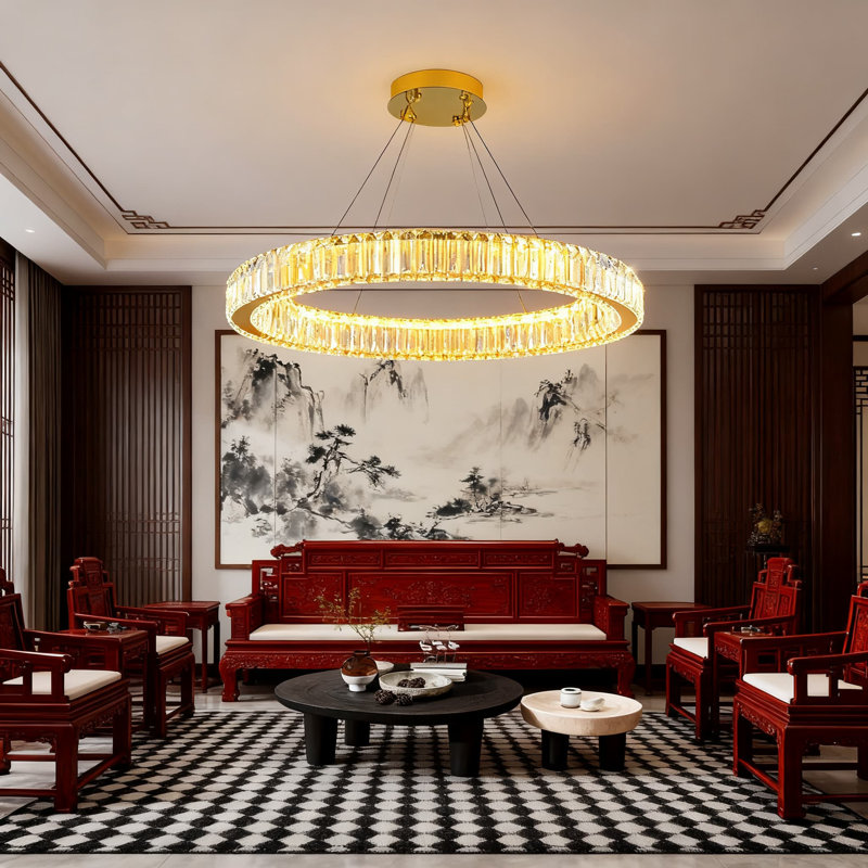 Lustre moderne en cristal avec télécommande, luminaire suspendu à DEL réglable pour salle à manger, salon, îlot de cuisine, chambre à coucher, entrée