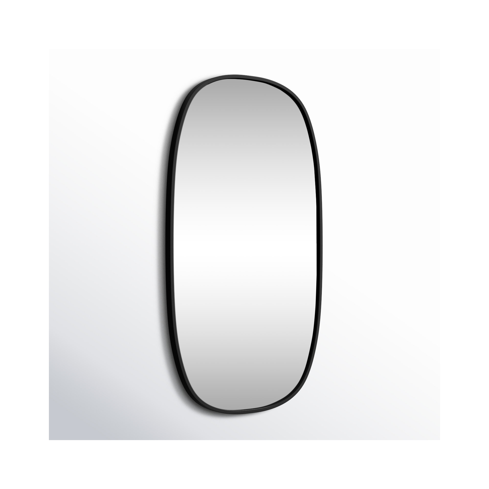 Sabine Metal Curved Oval Wall Mirror, Black, 36" x 20"