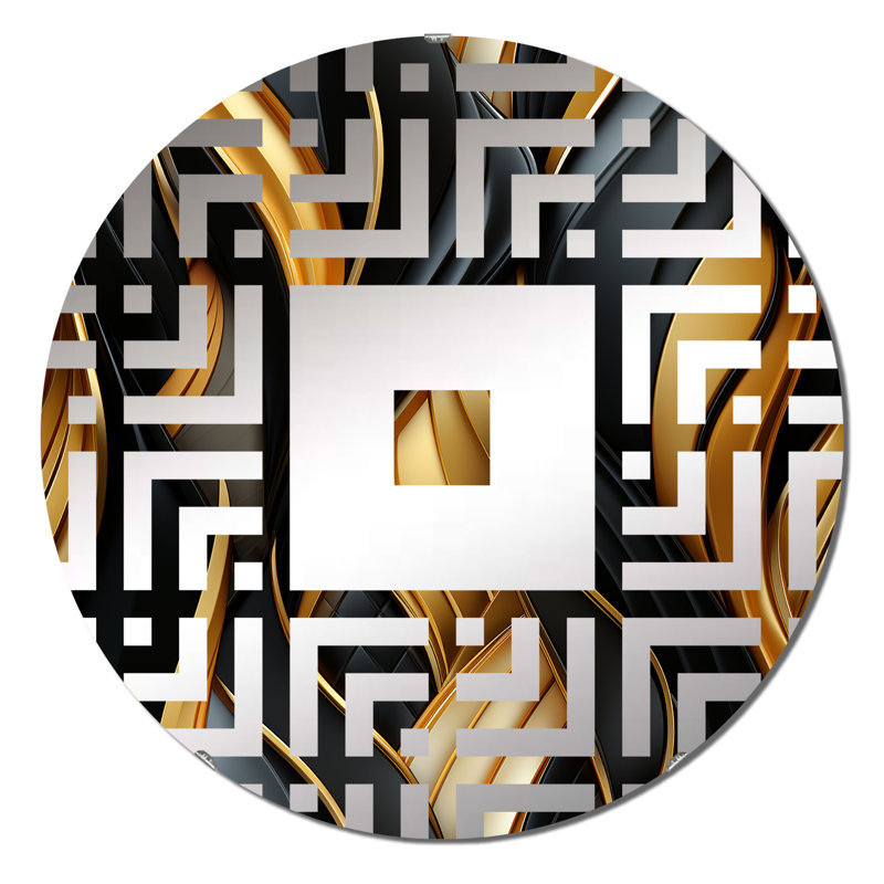 Opulent motif glamour noir et doré - miroir mural carré, 23,6 po x 23,6 po