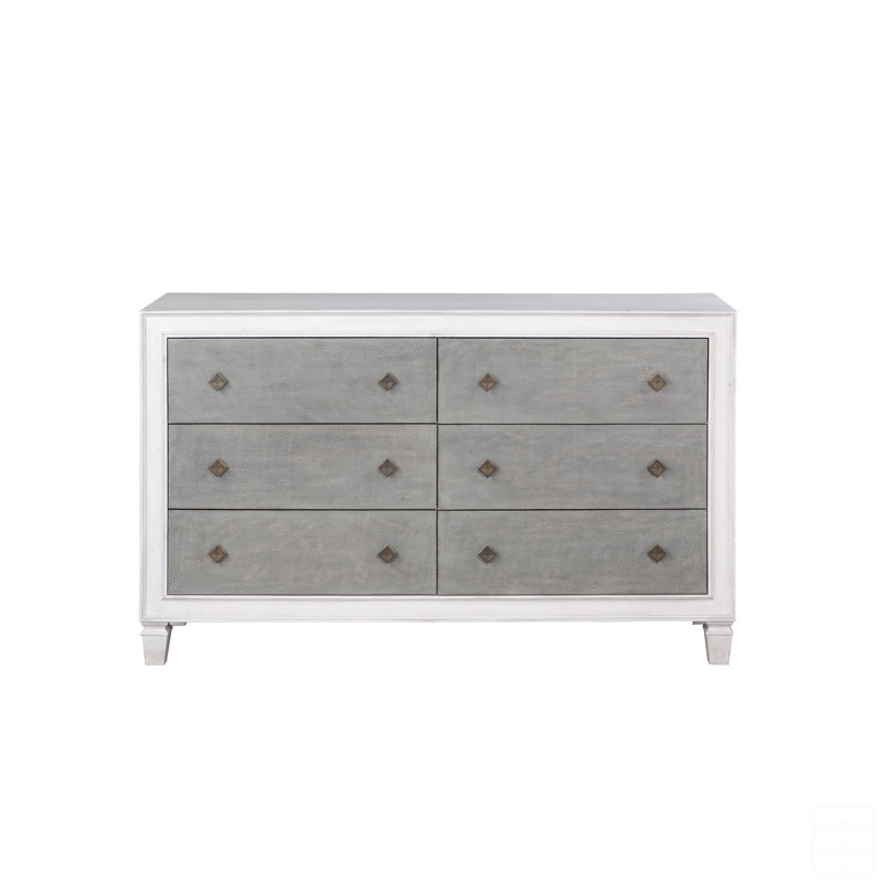 Commode rustique gris et blanc vieilli
