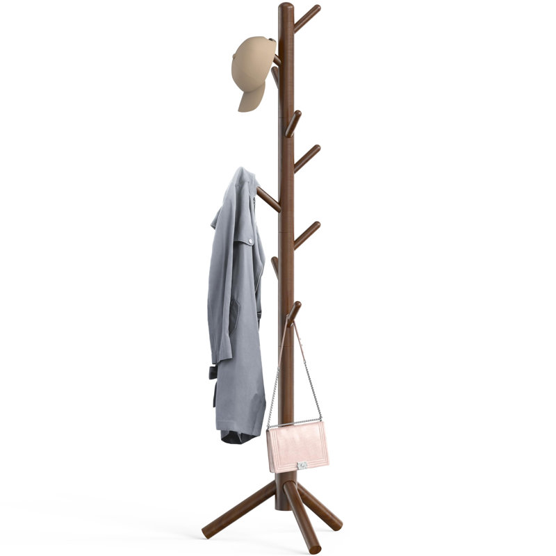 Portemanteau en bois réglable en forme d'arbre avec 9 crochets