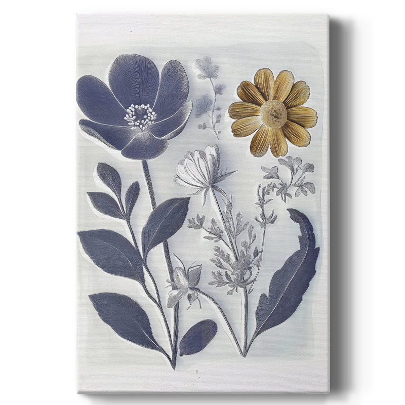 Floral avec toile tendue tendue CC XXXVII - prêt à être accroché, H 60 po x l 40 po