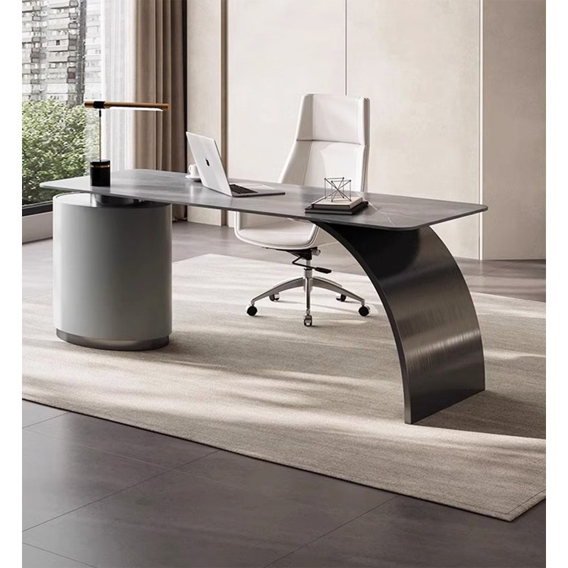 Bureau de table italien en pierre frittée minimaliste avec tiroirs Italian, H 29,53 po x l 70,87 po x P 27,56 po