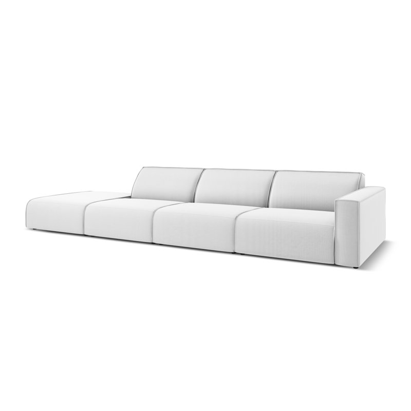 384cm Wide Wood Patio Sofa with Cushions, Light Grey