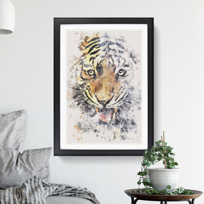 Prowling Tiger - Picture Frame Painting Print, Black Framed, 33cm H x 24cm W x 2cm D