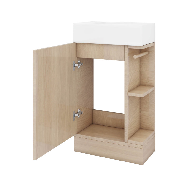Meuble-lavabo 18,6 po avec meuble-lavabo et tablette à deux niveaux, Naturel
