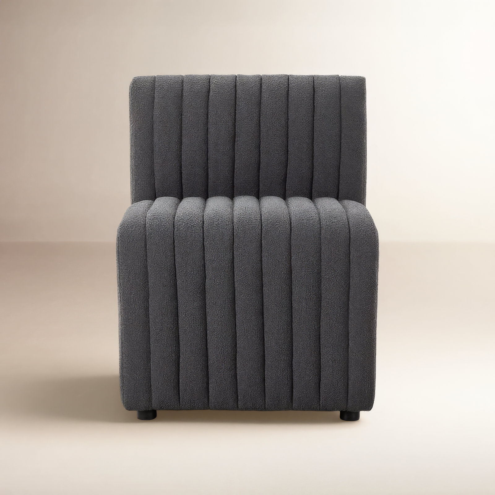 Brandt Genuine Leather Dining Chair, Fiqa Charcoal Boucle
