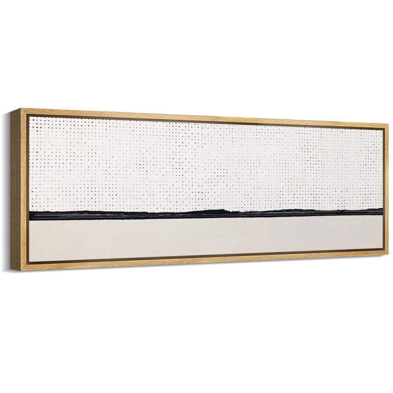 «Geometric Line Minimal Landscape Minimalist» en pointillé, impression encadrée, H 20 po x l 60 po, Naturel