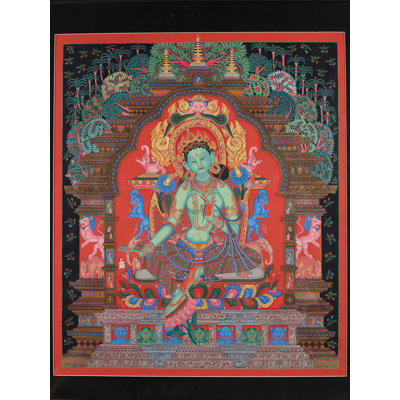 Déesse traditionnelle Newari - Tara verte (Thangka sans brocart)