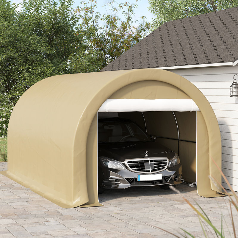 Abri pour véhicule - 10 pi x 16 pi, robuste, pour voiture, camion, vélo, abri d'auto beige, abri d'auto et équipement extérieur