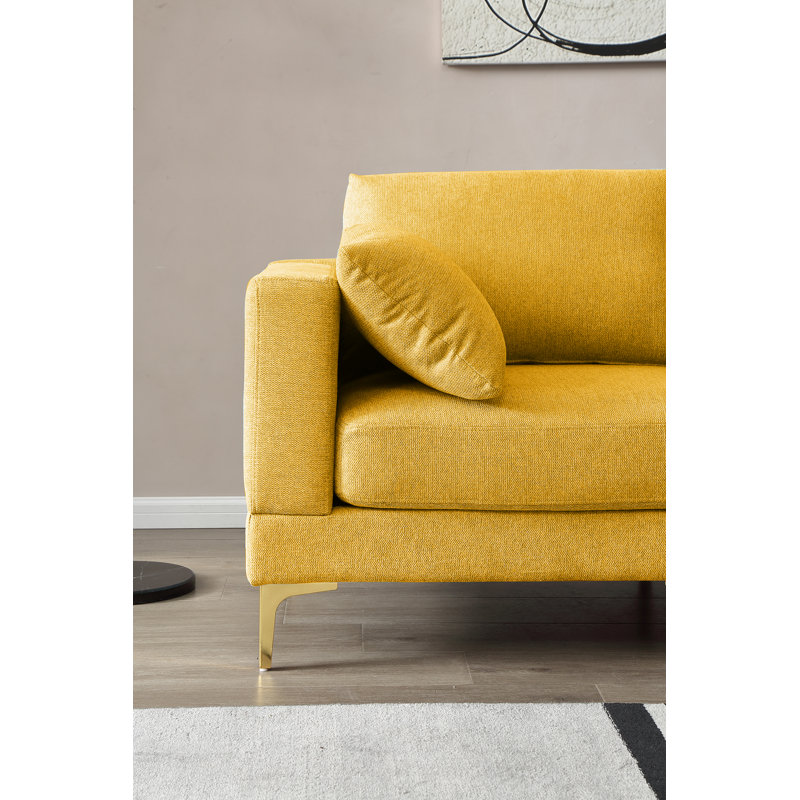 Canapé en L, 100 % polyester jaune