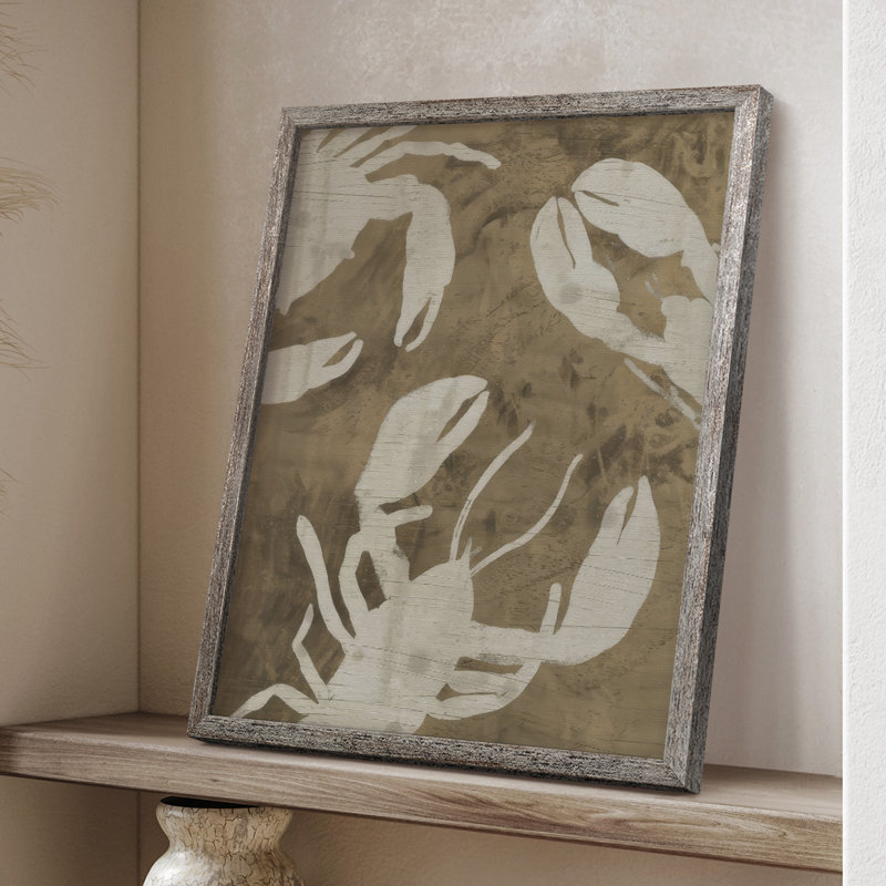 Woodgrain Crustaceans II Framed Print - Solid Wood, 11" H x 9" W