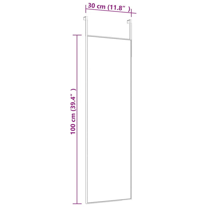 Jerl Metal;Glass Flat Wall Mirror, 100cm H x 30cm W, Black