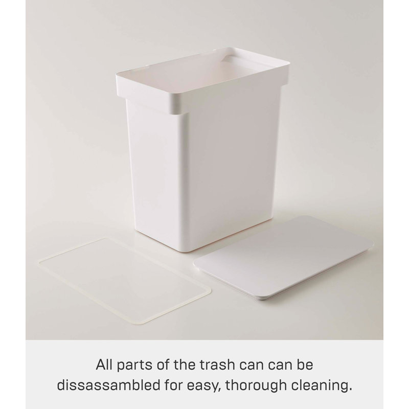 White Airtight Rolling Kitchen Trash Can with Wheels