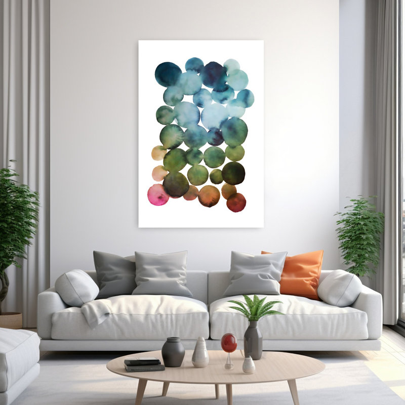 Aquarelle, cercles et lumières abstraites, art contemporain contemporain, 60" H x 40" W