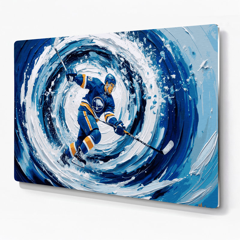Sports sur glace, art mural gris en métal, H 144 po x l 216 po x P 0,05 po