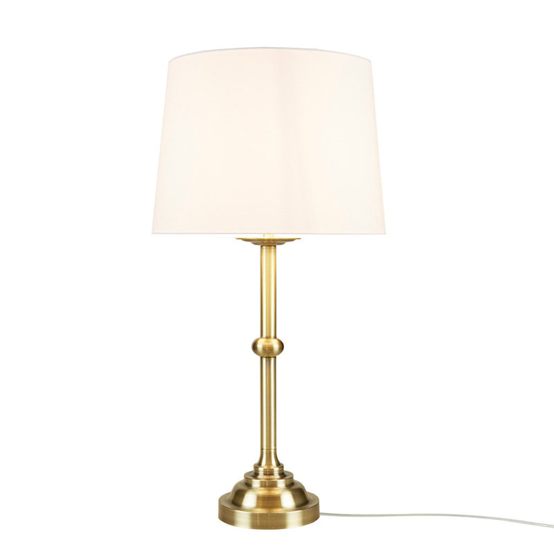 Aelorian Antique Brass Table Lamp with Off-White Shade