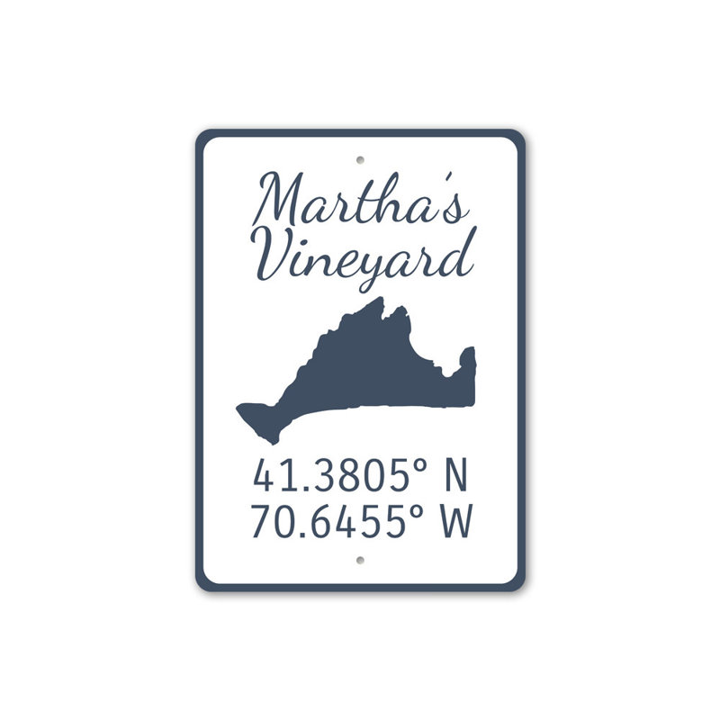 Enseigne en aluminium Marthas Vineyard, H 14 po x l 10 po x P 0,04 po