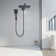 Adjustable 12" Rectangular High Pressure Dual Shower Head with 6-Spray Handheld Shower with Filter