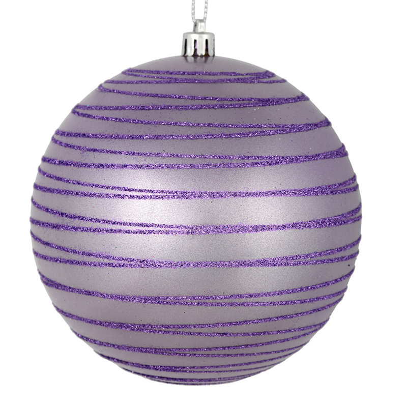 Ornement boule rayée bonbon, H 4,75 po x l 4,75 po x P 4,75 po, Lavande