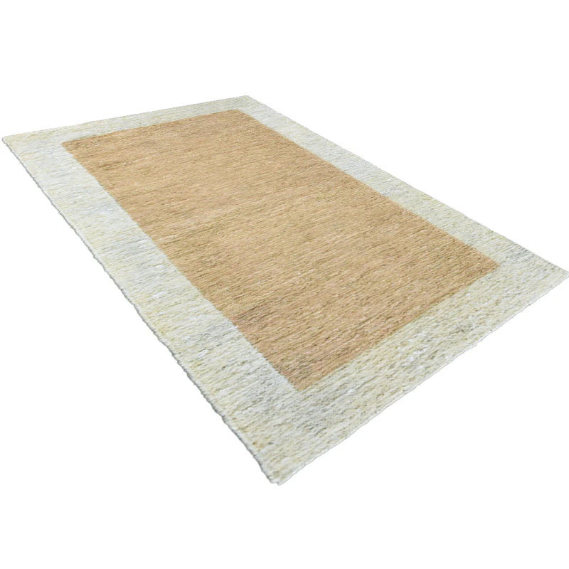 Heller Hand Knotted Sumak Jute Eco-Friendly Solid Area Rugs - Rectangle, Light Brown White Color, Contemporary Modern Design, High Pile, Natural Fiber, Outdoor Indoor Handmade Area Rugs for Living Room, Bed Room