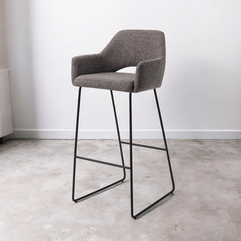Nithsdale Upholstered Counter Stool with Metal Frame, Dark Grey, 75cm
