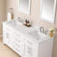 Plan de toilette double en pierre de quartz de 72 pouces avec lavabo (meuble-lavabo non inclus)