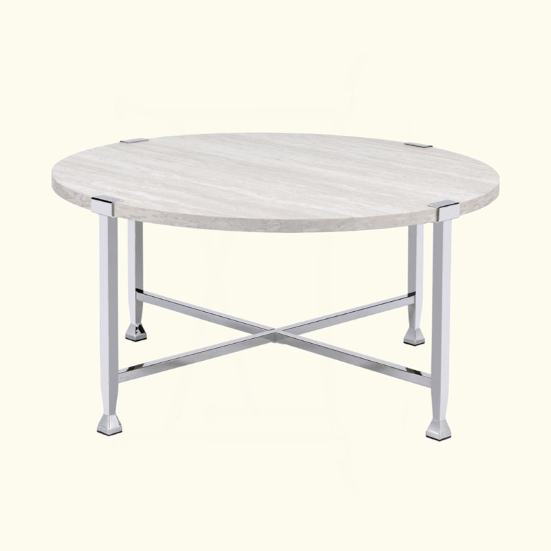 Table basse ronde avec cadre en métal