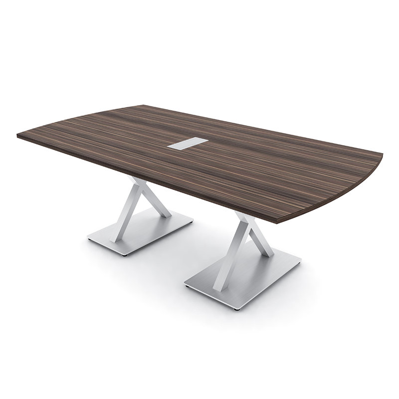 Table de conférence Pavert Arc Unité électrique, Argent, Eucalyptus naturel, H 30 po x l 84 po x P 48 po