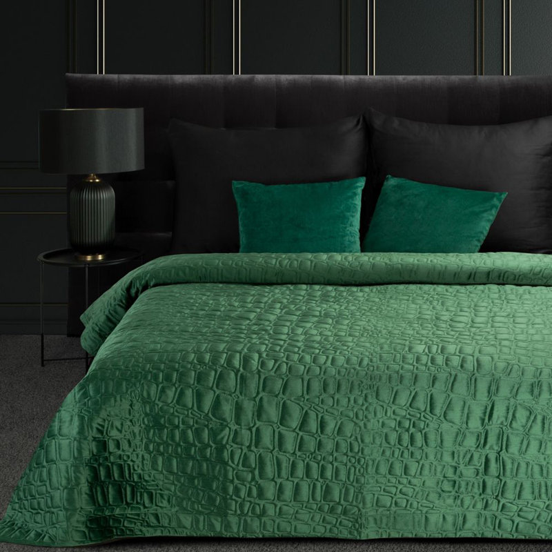 Caslin Polyester Geometric Shapes Bedspread, W220 x L240cm, Dark Green