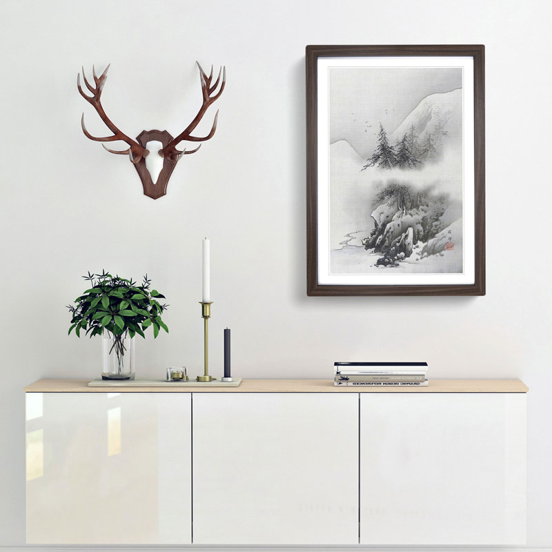 Snow Landscape by Hashimoto Gaho - Picture Frame Painting Print, 36cm H x 27cm W x 2cm D, Walnut Framed
