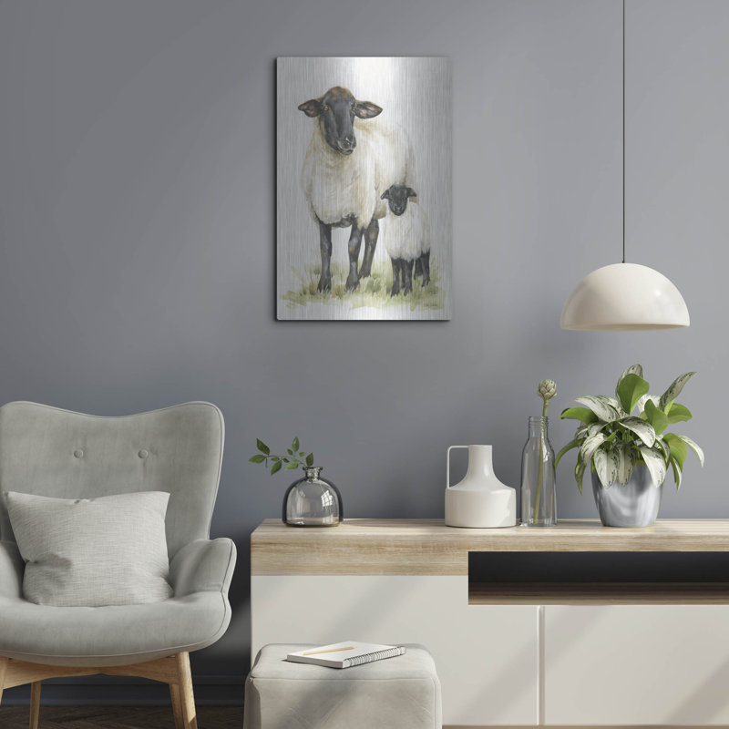 Art mural en métal «Sheep» par Leslie Trimbach, 12 po x 16 po, H 24 po x l 16 po