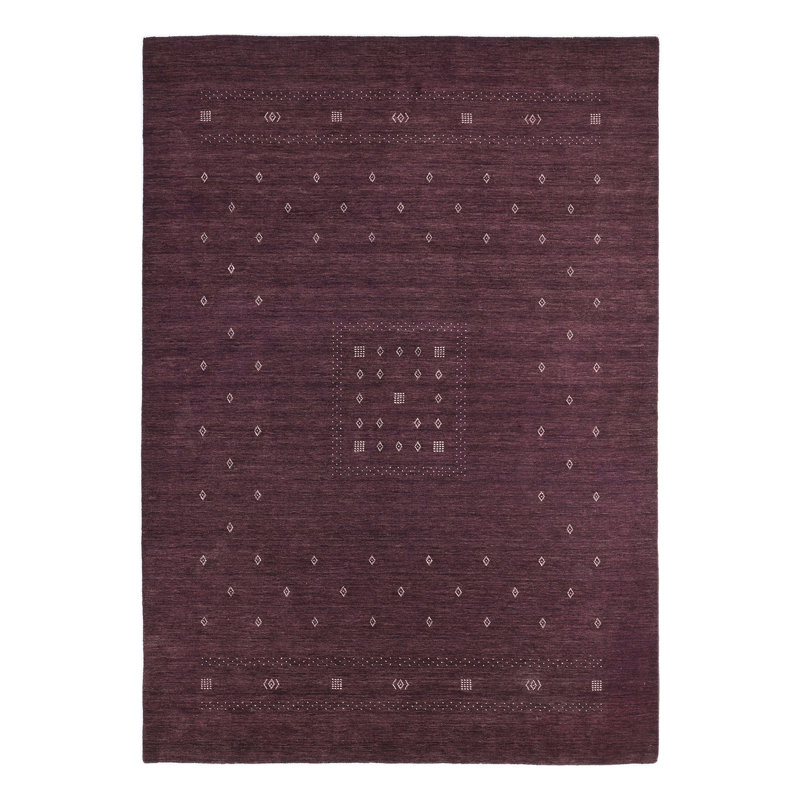 Simi Hand Knotted Cotton/Wool Southwestern Area Rug, Eggplant, Rectangle 9' x 12'